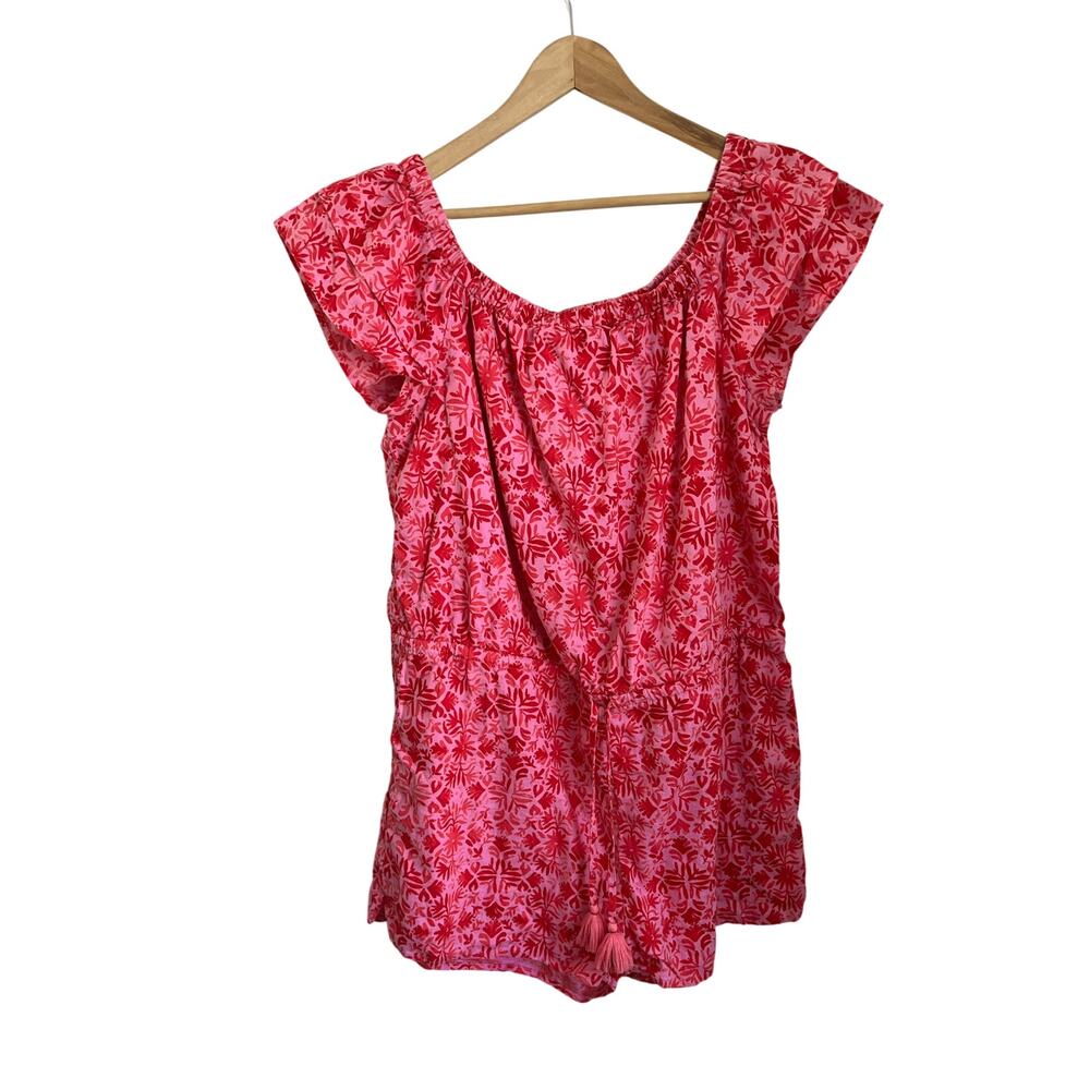 Vineyard‎ Vines Off Shoulder Linen Romper XL Coastal Preppy Summer Outfit